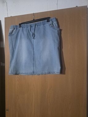 Avenue Light Blue Denim Mini Skirt